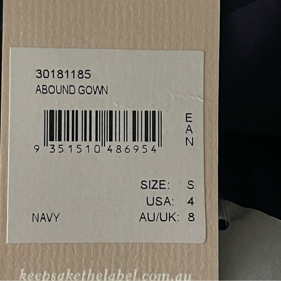 Keepsake The Label Revolve Abound Gown Dress S (US4) Navy Full Lengthh NWT! - Picture 13 of 13